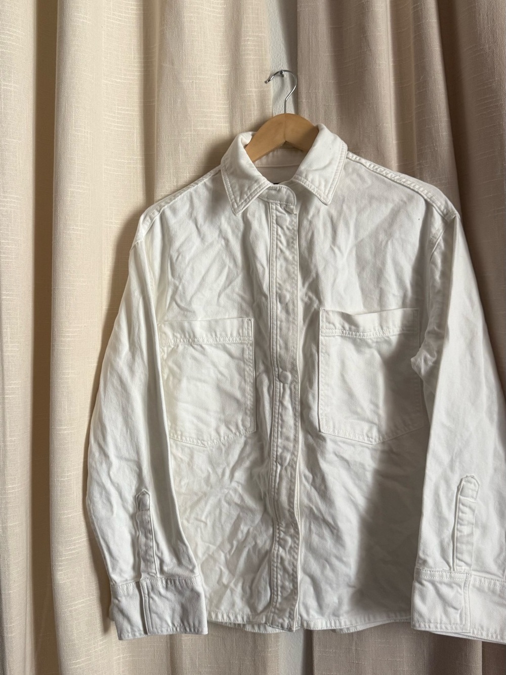 Zara White Cotton Shirt Jacket